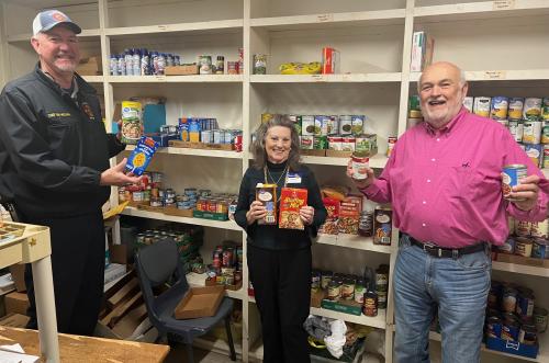 Ben Jo and Bob in the DORCUS Food Pantry at Warm Springs Baptist Church.jpeg